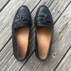 Black leather Stafford loafers